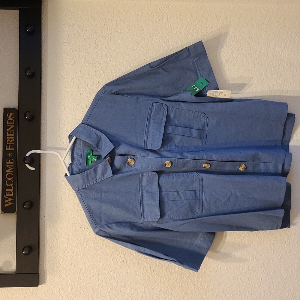 dip brand,  size L, blue linen shirt